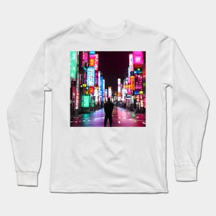 Tokyo Neon Japan - Lovely Night Lights - A Lonely Man Long Sleeve T-Shirt